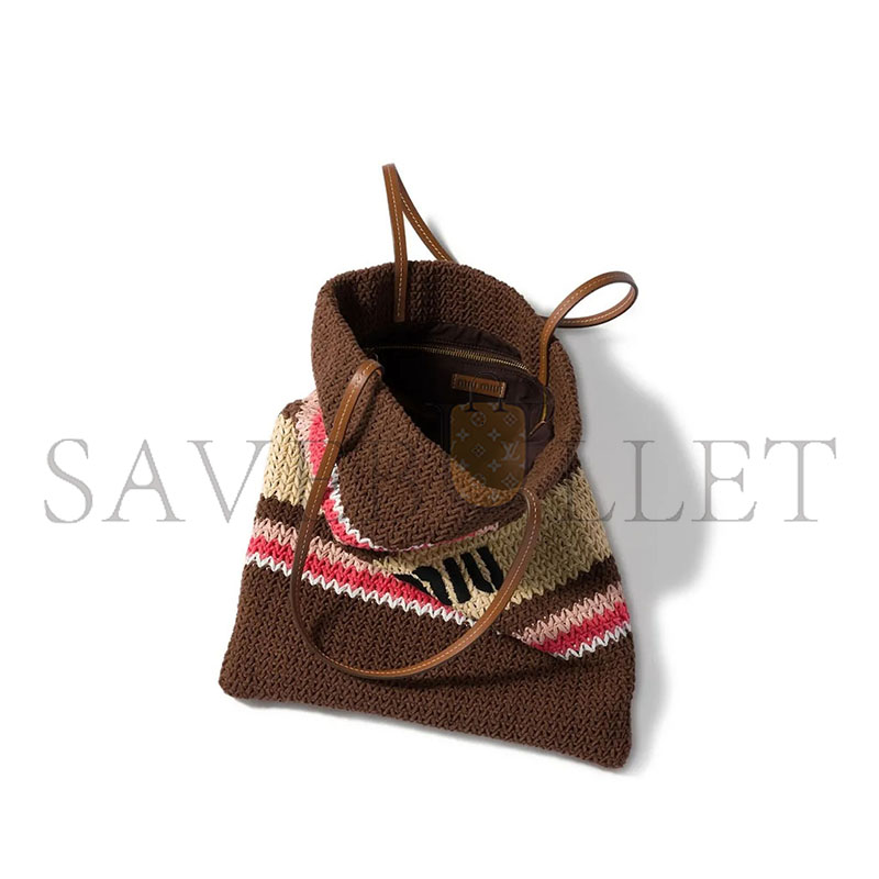 MIU MIU RAFFIA-EFFECT WOVEN TOTE BAG 5BG248 (41*32cm)